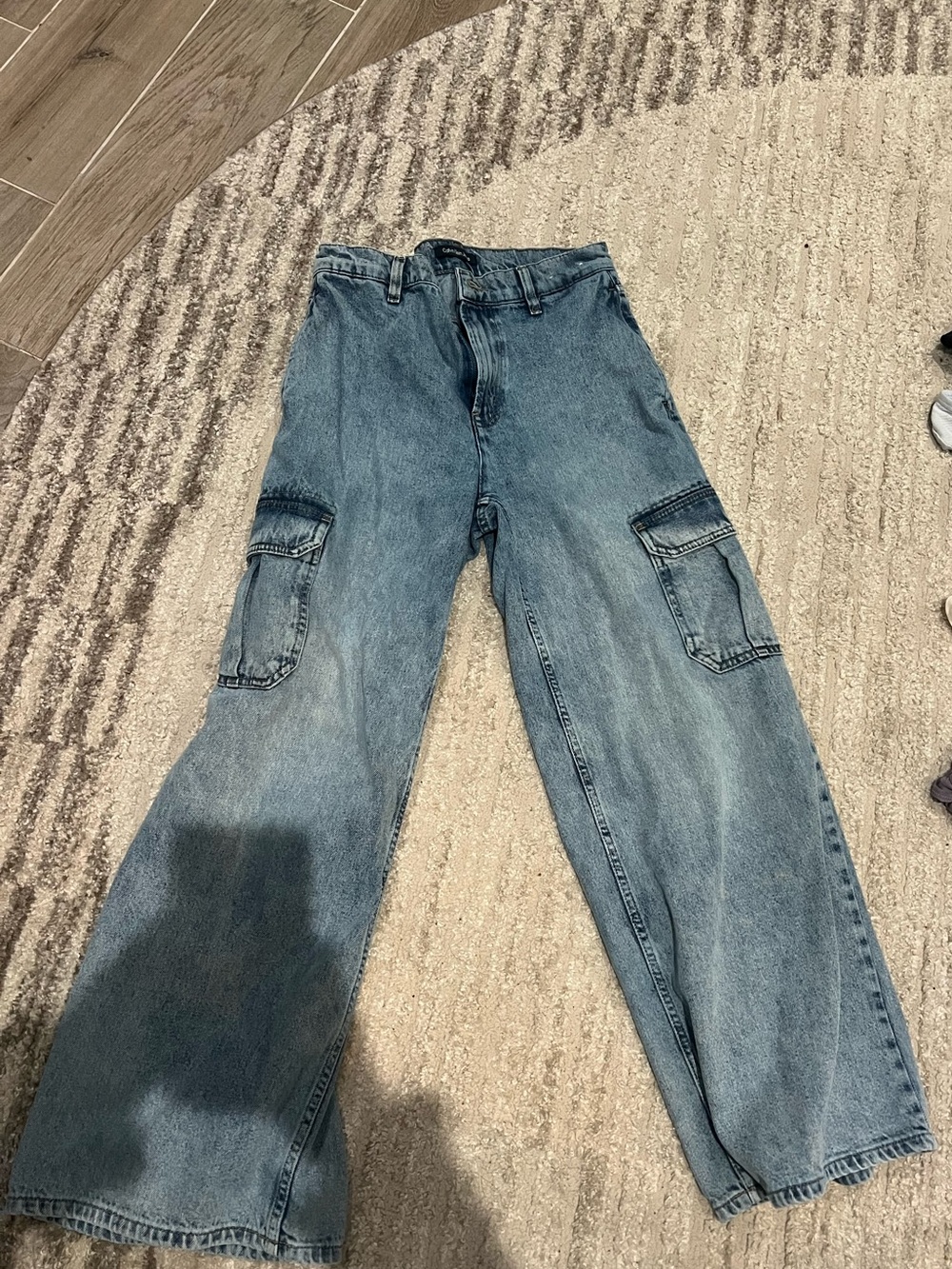 Calvin Klein Jeans Light Blue Wide-Leg Cargo Jeans